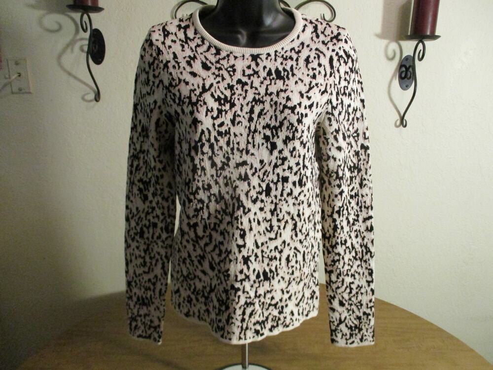 EXPRESS PINK BLACK LEOPARD PRINT LONG SLEVE SWEATER M